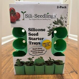 Sili-Seedlings Silicone Seed Starter Trays, Green, 10-Cell 2-Pack